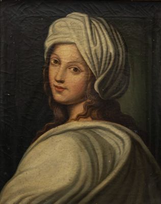 portrait of a young woman in a white turban