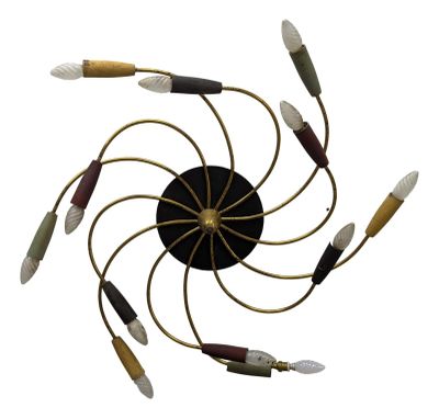 a close up of a light fixture on a white background