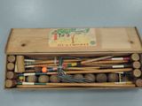 wooden crochet set in a wooden box with crochets and crochets in it