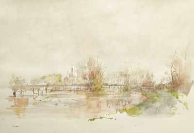 Jean COMMERE (1920-1986). Bords de la Loire en automne.