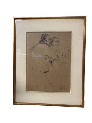 an image of a drawing of a man and a woman in a gold frame