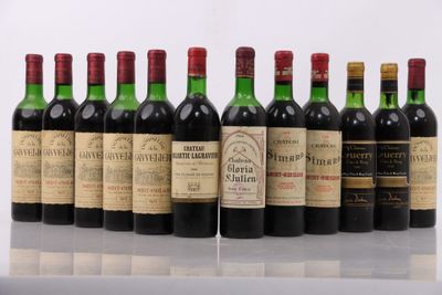 six bottles of wine lined up in a row on a table