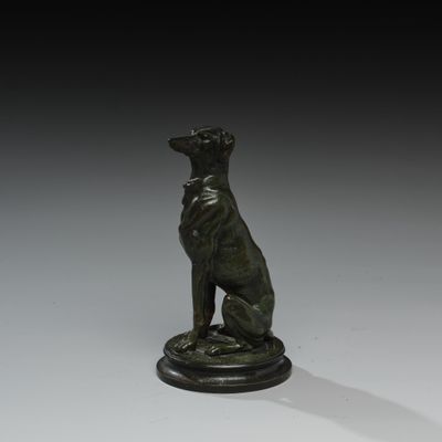 Alfred BARYE (1839-1882) Pointer assis. Sujet en bronze à pa… - Photo 1