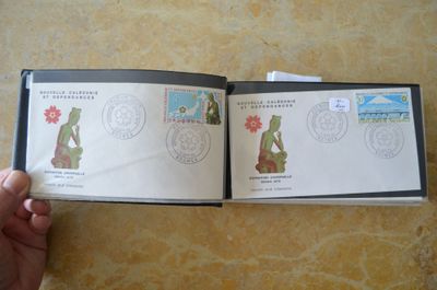 une personne tenant un livre ouvert sur lequel figurent des timbres