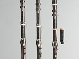trois types différents de clarinettes sont alignés sur un fond gris