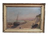 an image of a painting of a boat on the beach