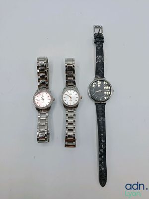Lot de 3 montres pour femme en cuir et en acier - GO MADEMOI…
