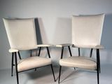paire de fauteuils de salon de style « mid-century modern » avec dossiers rembourrés