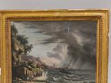 une image représentant un tableau d'un navire sur une mer agitée