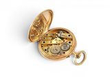 an image of a gold pocket watch on a white background
