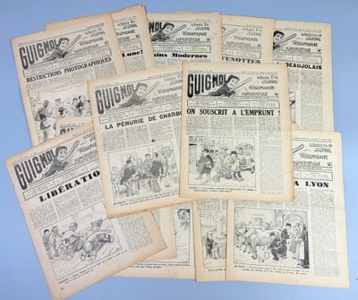 several old newspapers are stacked on top of each other on a blue surface