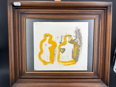 une image représentant un tableau où figurent un homme et une femme sur fond noir