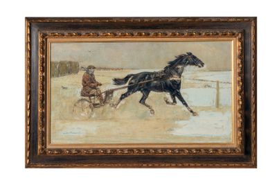 une image représentant un tableau où l'on voit un homme dans une calèche
