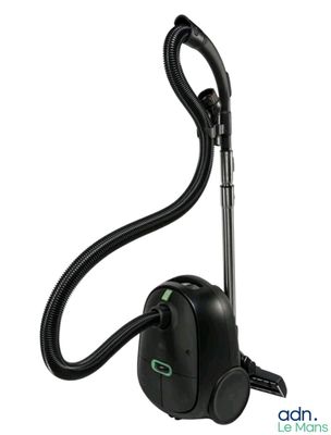 a close up of a black vacuum cleaner with a hose