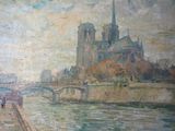 une peinture représentant une peinture d'un château sur l'eau