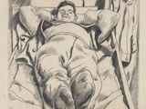 une image représentant le dessin d'un homme allongé dans un lit