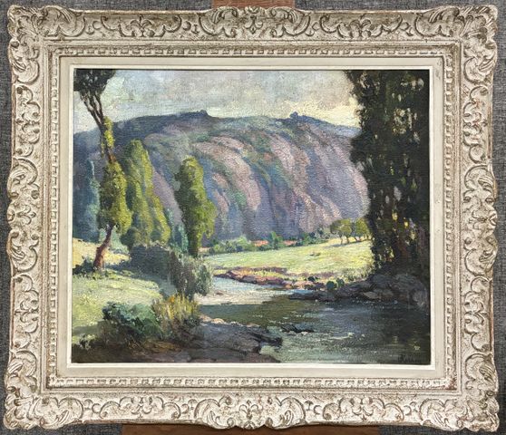 Jules ROBLIN (1888-1974) « La vallée ». Huile sur toile. Signé en...