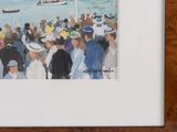 a painting of a group of people on the water
