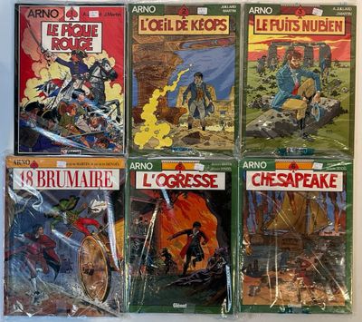 four comics are on display in plastic bags on a white surface