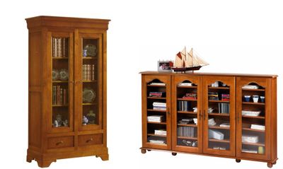 Lot de 2 meubles composé de: 1 Vitrine basse 4 portes vitrée…