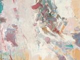 tableau représentant une personne sur un snowboard au milieu d'un tableau