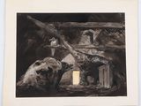 une image représentant un tableau où l'on voit un ours et son ourson dans une grange