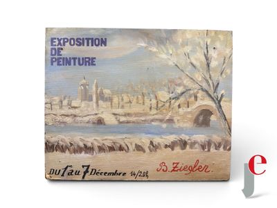une image représentant un tableau représentant un paysage enneigé avec un pont