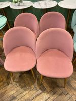 Lot de 4 chaises roses pieds dorés en daim de marque SKLUM -… (photo 5)