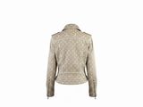 the back view of a women ' s jacket on a white background