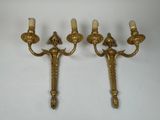 pair of antique brass wall sconces