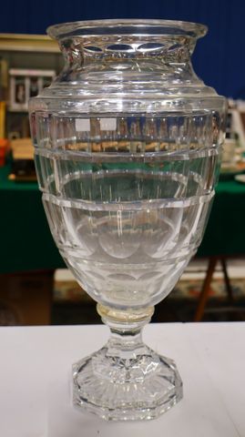 Important vase balustre en cristal H : 38