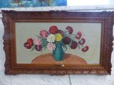 une peinture de fleurs dans un vase sur une table