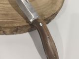 a knife that is sitting on top of a piece of wood
