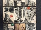 a black and white photo of a collage of old postcards