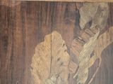 a painting of a bear playing a guitar on a wooden table