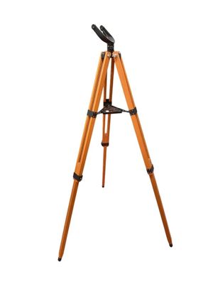 a wooden tripod on a white background with a white background