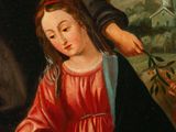 a painting of a woman holding a baby in her lap