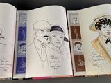 a lot of books that have pictures of people on them