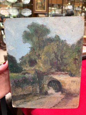 Antonin Bossu, Sur le chemin, Huile sur panneau signée et da…