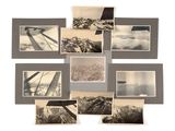plusieurs photographies en noir et blanc représentant une chaîne de montagnes avec un avion
