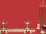 three different types of metal items on a red background
