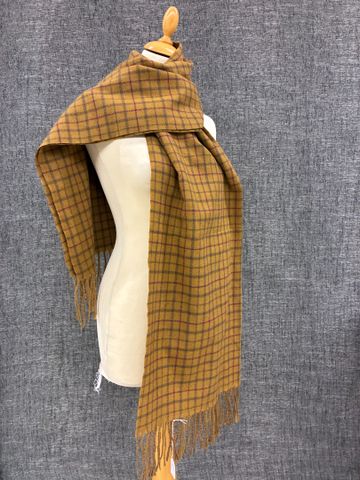Grand châle écossais beige en laine