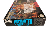 a box of uncharted waters on a white surface