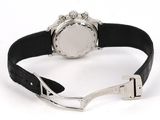 an image of a watch on a black strap with a silver buckle