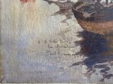 a picture of a painting of a boat in the water