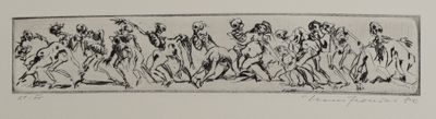 a black and white drawing of a group of people