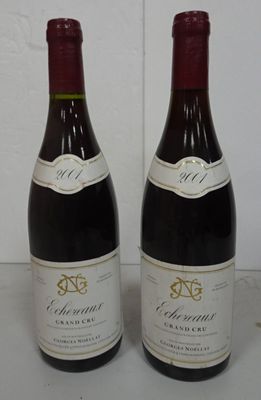two bottles of wine sitting next to each other on a table