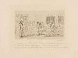 an old drawing of a group of people standing in a room