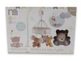 a box that has a teddy bear and other toys inside of it