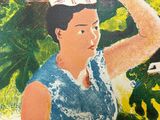 a painting of a woman carrying a basket on her head